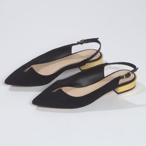 COPY - ZARA BLACK SUEDE FLATS WITH GOLD HEEL